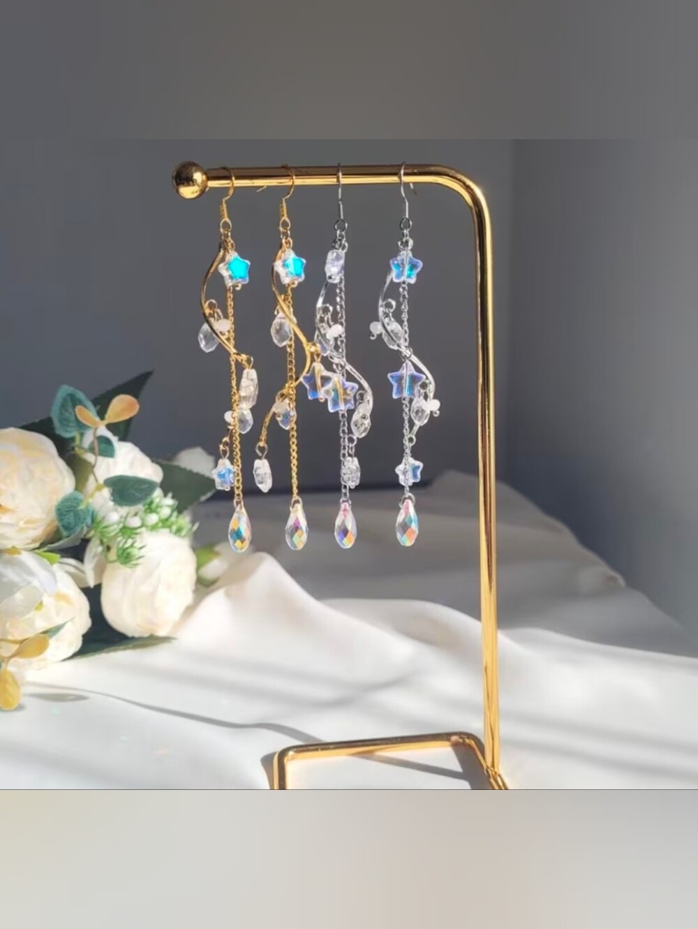 $8 Each Or 5/$20 Crystal Star Sterling Silver Drop Dangle Earrings